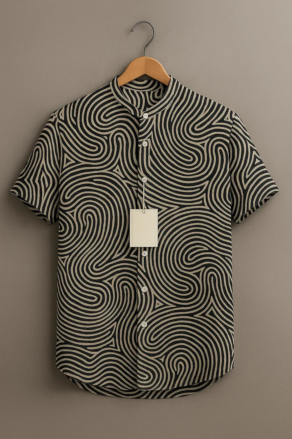 Men's Premium Abstract Print Mandarin Collar Half Sleeve Shirt